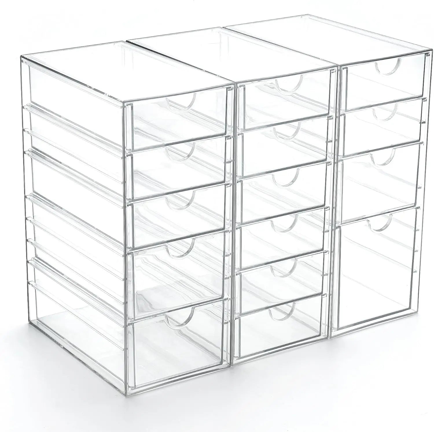 Acrylic 14-Drawer Organizer Clear Stackable Storage Drawers Makeup Craft Vanity Countertop-Jewelry Art Supply Display Rack