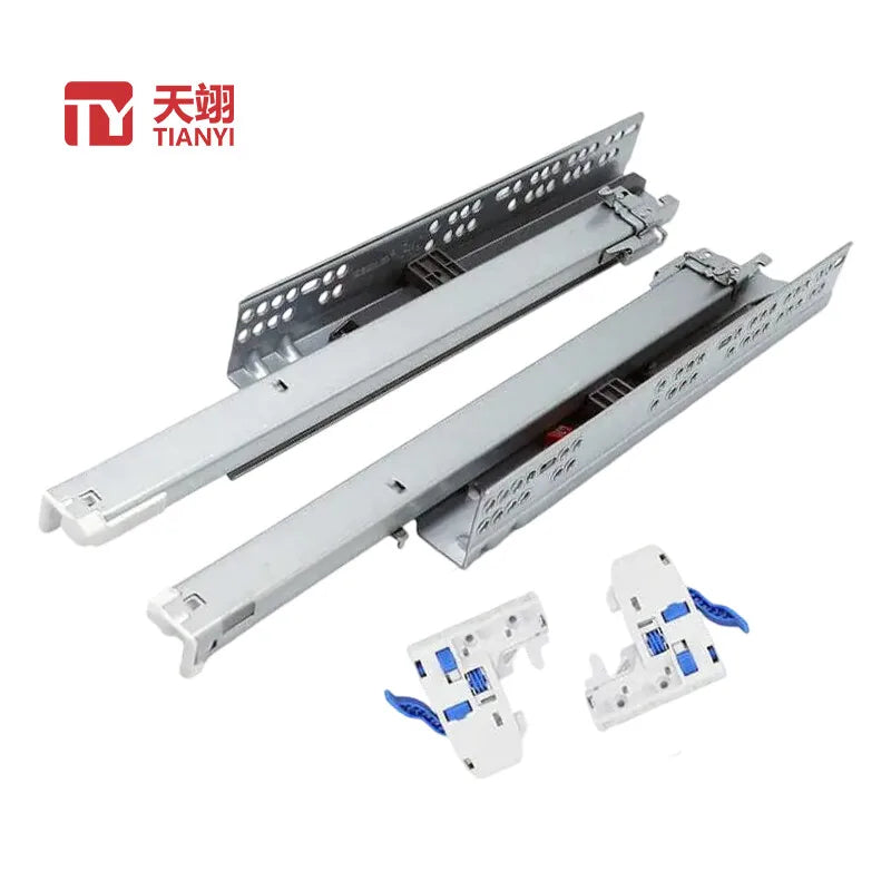 Full Extension Telescopic Hidden Drawer Slide 3-Fold Furniture Hardware Buffering for Kitchen Outdoor Bedroom Use