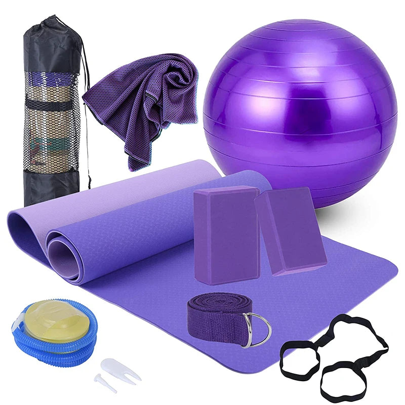 Yewayoga 2026 Eco-Friendly Fitness Accessories Set New Design Yoga Mat Block Strap Bands Exercise Ball