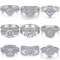 Engagement Rings White Gold Plated Heart Pear Cut Moissanite Diamond Zircon 925 Sterling Silver Rings Wedding Ring