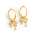 2025 925 Sterling Silver Fashion Jewelry Gold Plated Zircon Coconut Tree Dangle Hoop Earrings Summer Earrings