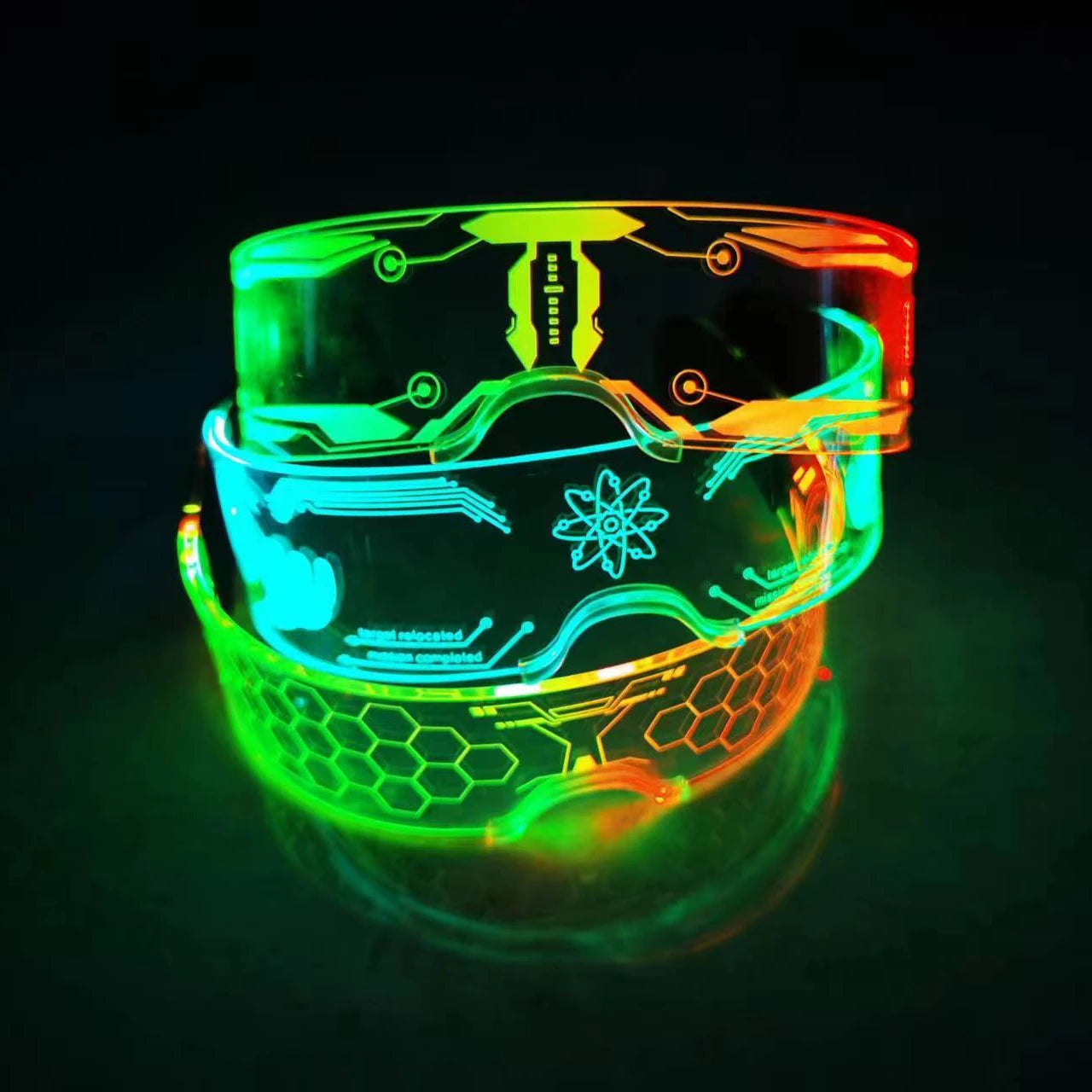 LED Light up Glasses Led Futuristic Cyberpunk with 7 Colors and 4 Modes Rechargeable Punk Style Glasses