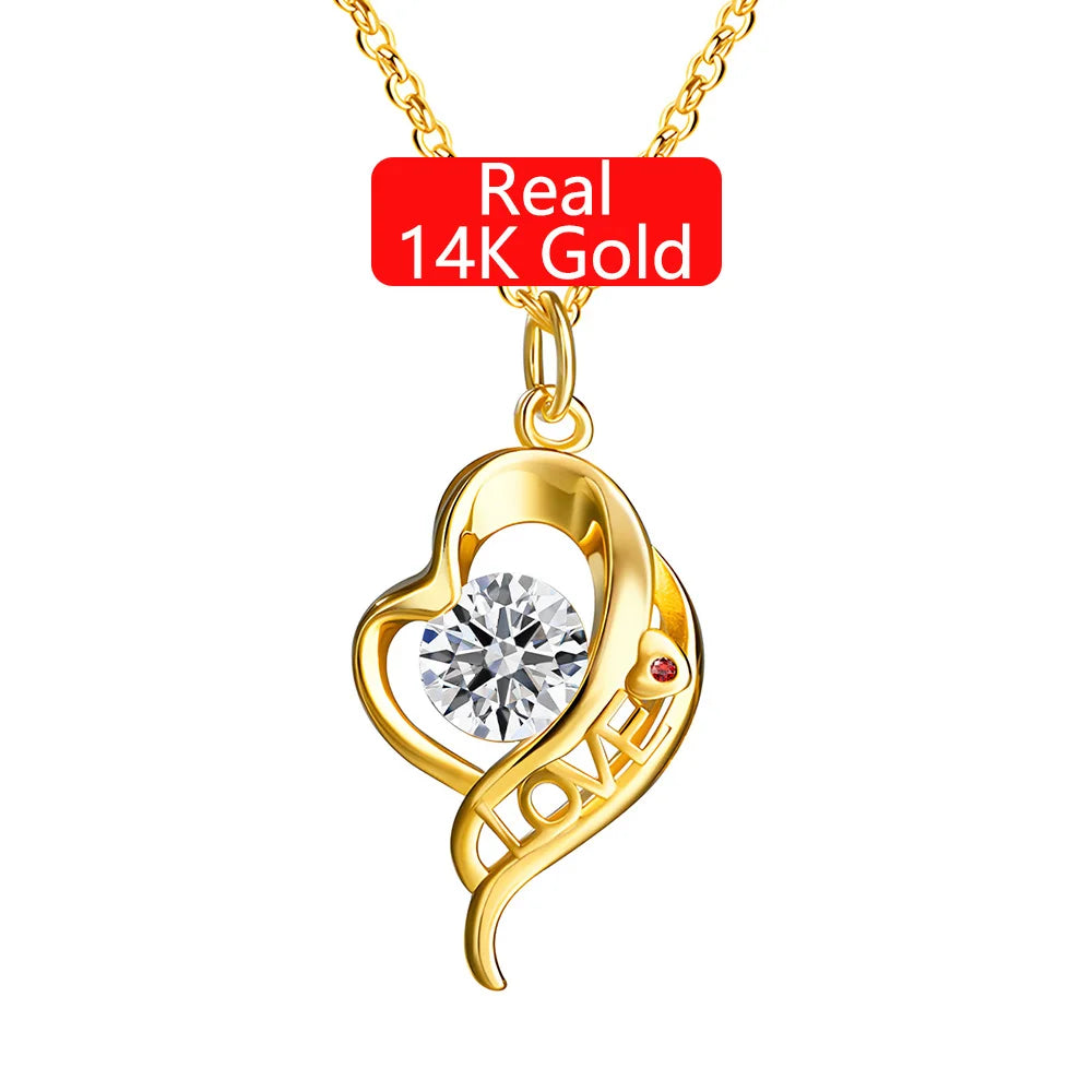 Fine Jewelry Factory Woman Engagement Mother's Day Gift 1 Carat Moissanite Valentine Love Hollow 14K Gold Pendant