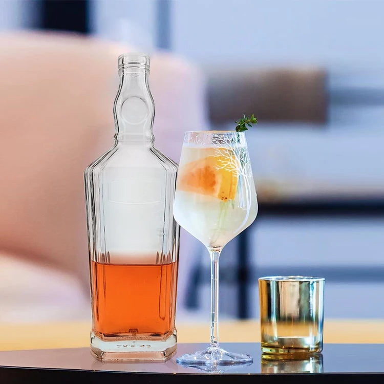 500ml Decal Printing Cork Stopper Engraving Glass Bottle for Whiskey & Tequila Extra Flint Glass Food Safety Certified