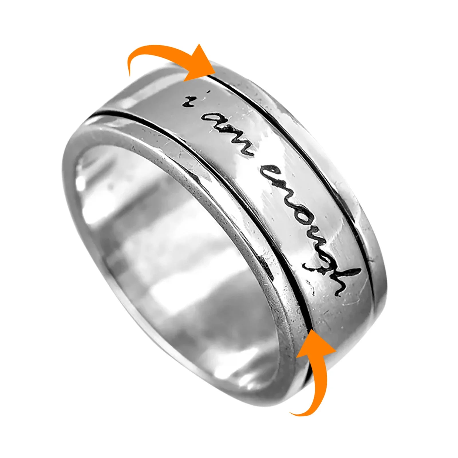 Vintage Carved I Am Enough Rings for Women Rotate Fidget Spinner Ring Anti Stress Anxiety Ring Gothic Men Jewelry Gifts