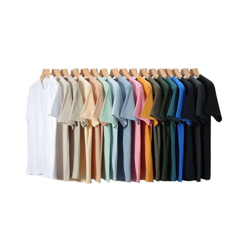 Mens 230GSM Heavyweight 100% Cotton Worsted Formal T-Shirt Drop Shoulder Premium Neck Blank Tee