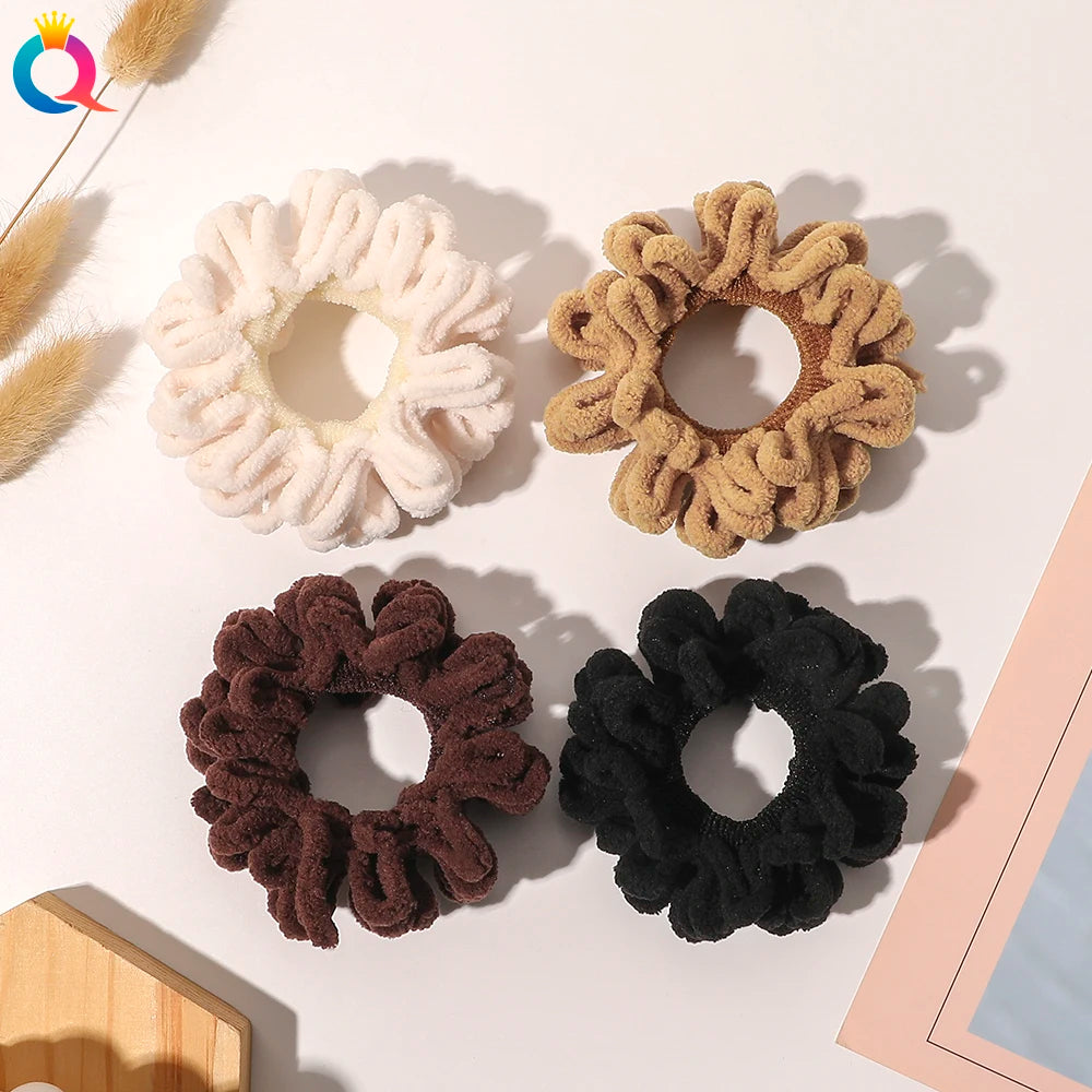 QIYUE Winter Fashion Hight Elastic Plush Scrunchies for Women Factory Wholesale Elastic Hair Band