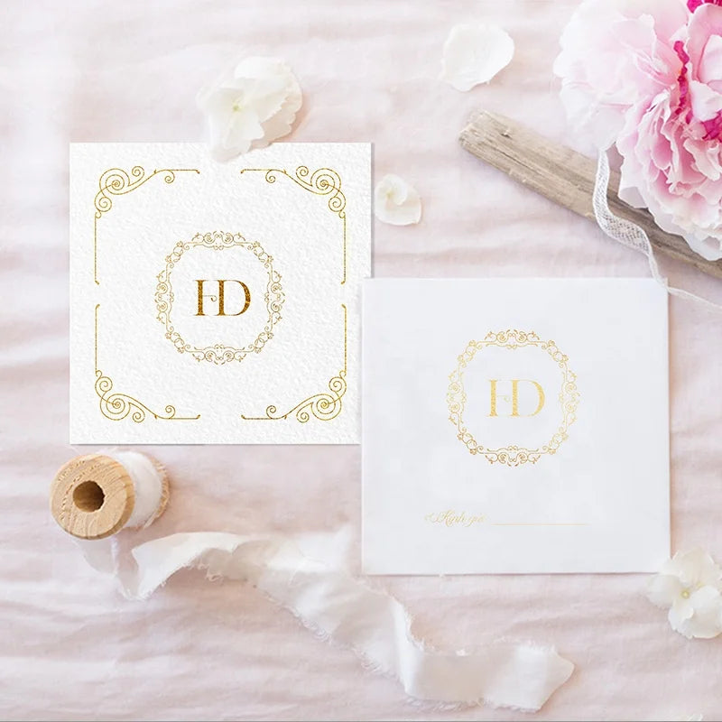 Wholesale Wedding Invitation Cards Paper Envelope Golden Seal Card Business Card for Promotion