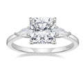 OAHLAN 3CT 925 Sterling Silver Engagement Rings 3-Stone Princess Square Cut Cubic Zirconia CZ Wedding Bands for Women Size 3-11