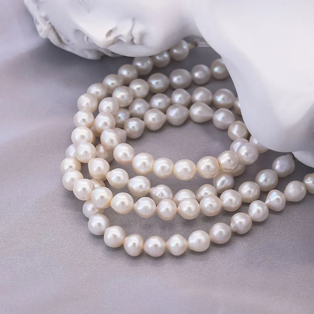 AAAAA Grade 9-10mm Freshwater White Loose Pearls Natural with Perfect Drilled Hole for Jewelry Making