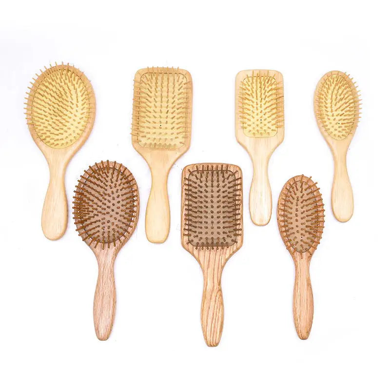 Eco-Friendly Ionic Laser Cushion Detangling Hairbrush Set Custom Logo Wooden Paddle Brush for Girls Compact Design