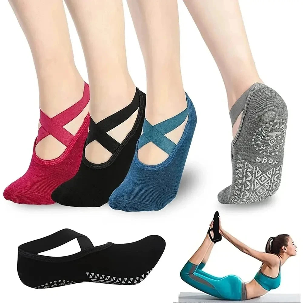 Yoga Special Custom Double Strap Athleticn Grip on Slip Yoga Pilates Socks With Logo for Women