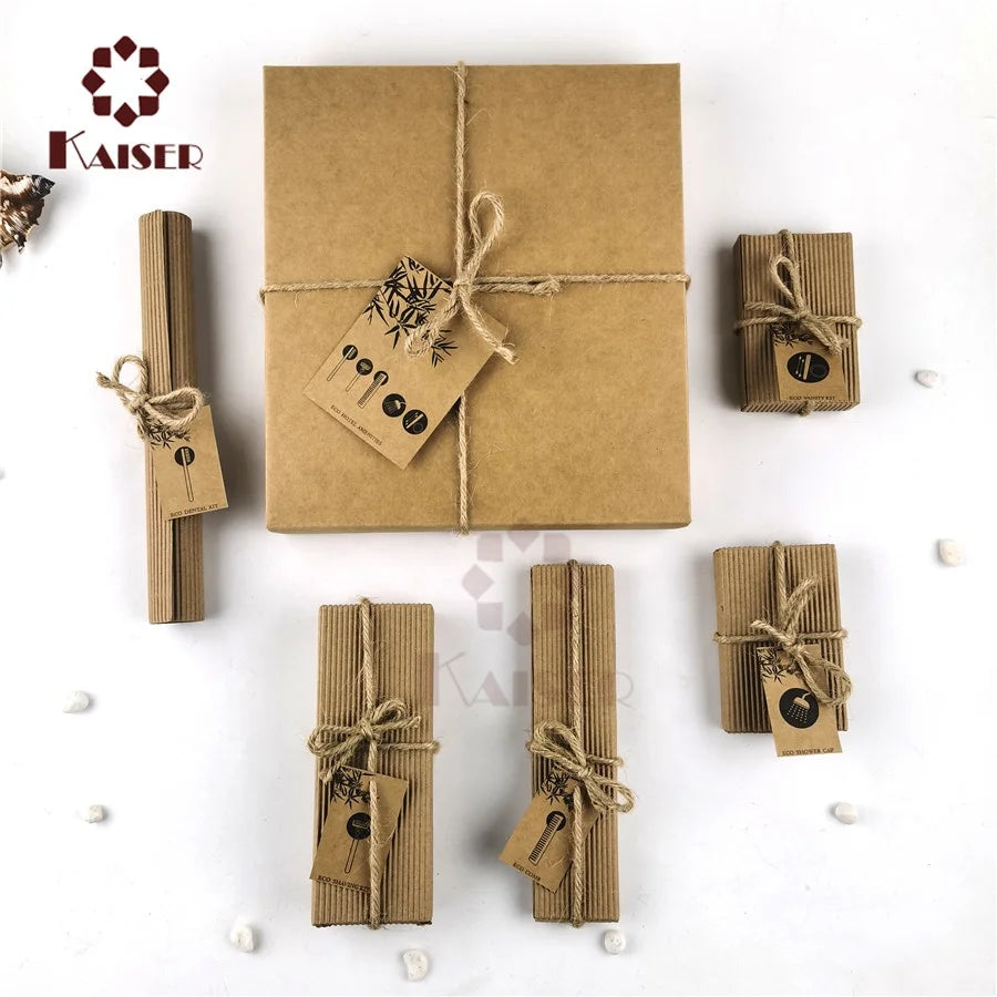 Fashion Wholesale Bathroom Men Disposable Amenities Tray Kit Set With Carton Box Pack Mini Travel Bamboo Hotel Toiletrie