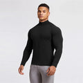 Turtleneck Compression T Shirt Mens Fitness T-shirt Autumn Skinny Gym Clothing Bodybuilding Shirt Muscle Long Sleeve Sports Tees