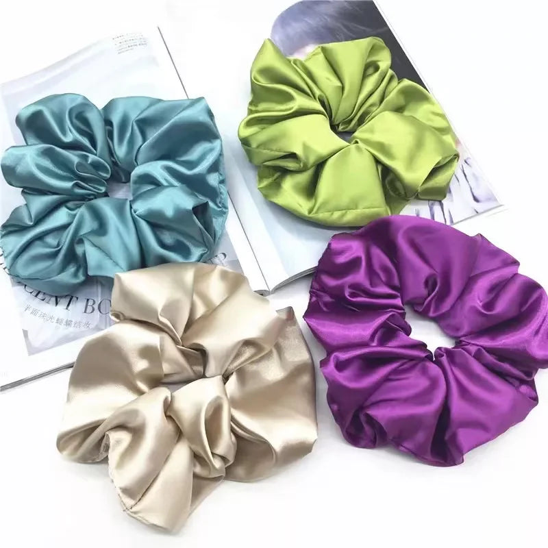 Hot Selling Oversized Malaysia Hair Scrunchies Silk Satin Big Scrunchies Design Silk Hair Tie for Women and Girls