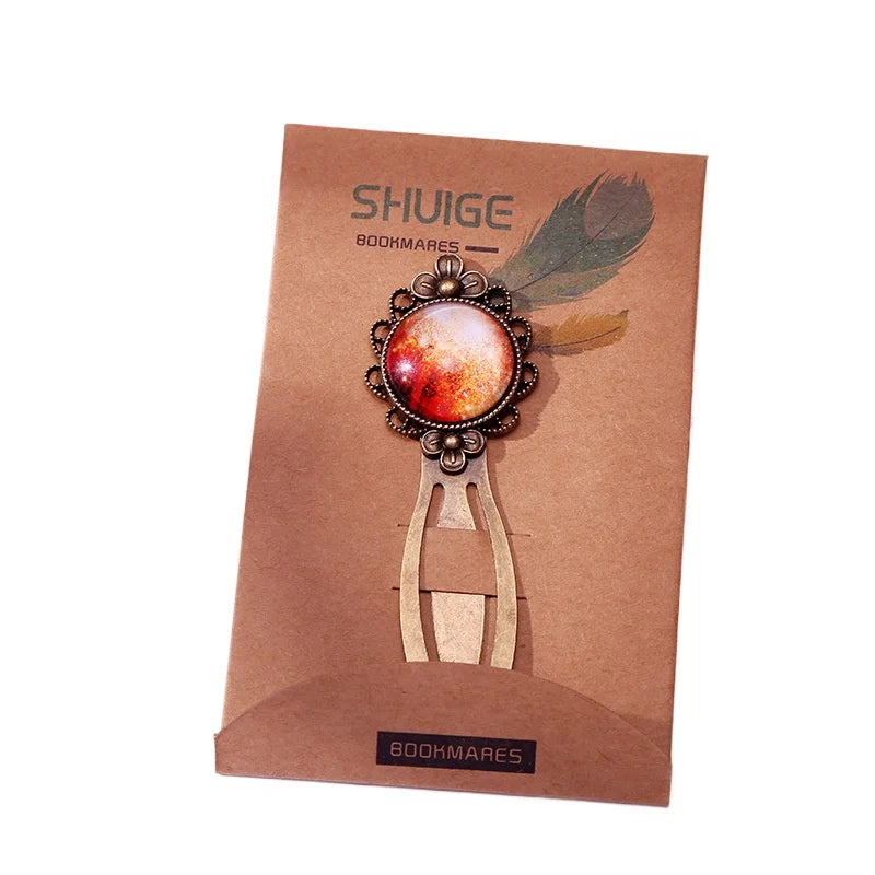 Creative Dried Gypsophila Flower Metal Bookmark Retro Vintage European School Student Bookmark Clips Stationery Supplies
