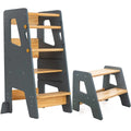 Oem KIDS Montessori Wooden Kitchen Helper Step Learning Tower Klappbar Children Stool Adjustable Height Foldable Learning Tower
