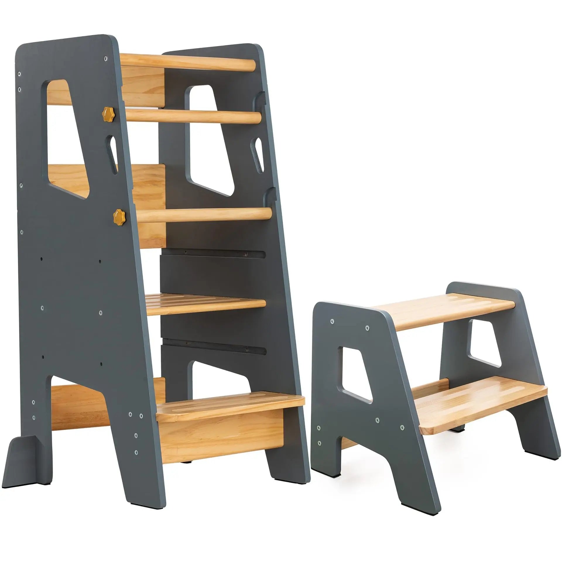 Oem KIDS Montessori Wooden Kitchen Helper Step Learning Tower Klappbar Children Stool Adjustable Height Foldable Learning Tower