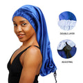 Wholesale Custom Logo Hair Accessories Adjustable Double Layer Satin Bonnet Long Hair Braids Dreadlock Long Bonnets for Women
