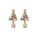 G7742 Christmas Earrings 925 Silver Jewelry Christmas Tree Earrings for Women Gold Plated Stud Earring Fashion Gift Jewelry
