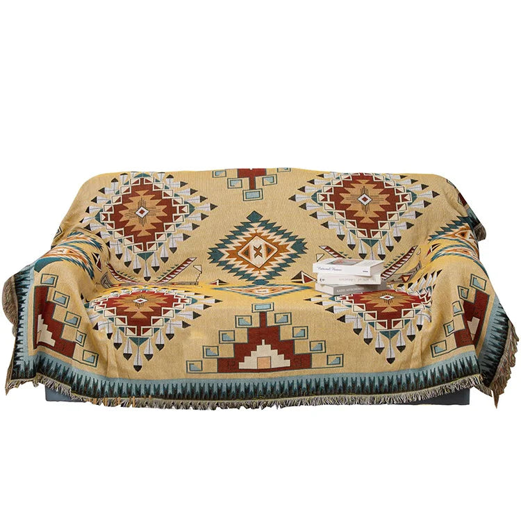 Custom Bohemian Jacquard Picnic Blanket Woven Throw Blanket Outside Rugs Minimum Order 1 Piece