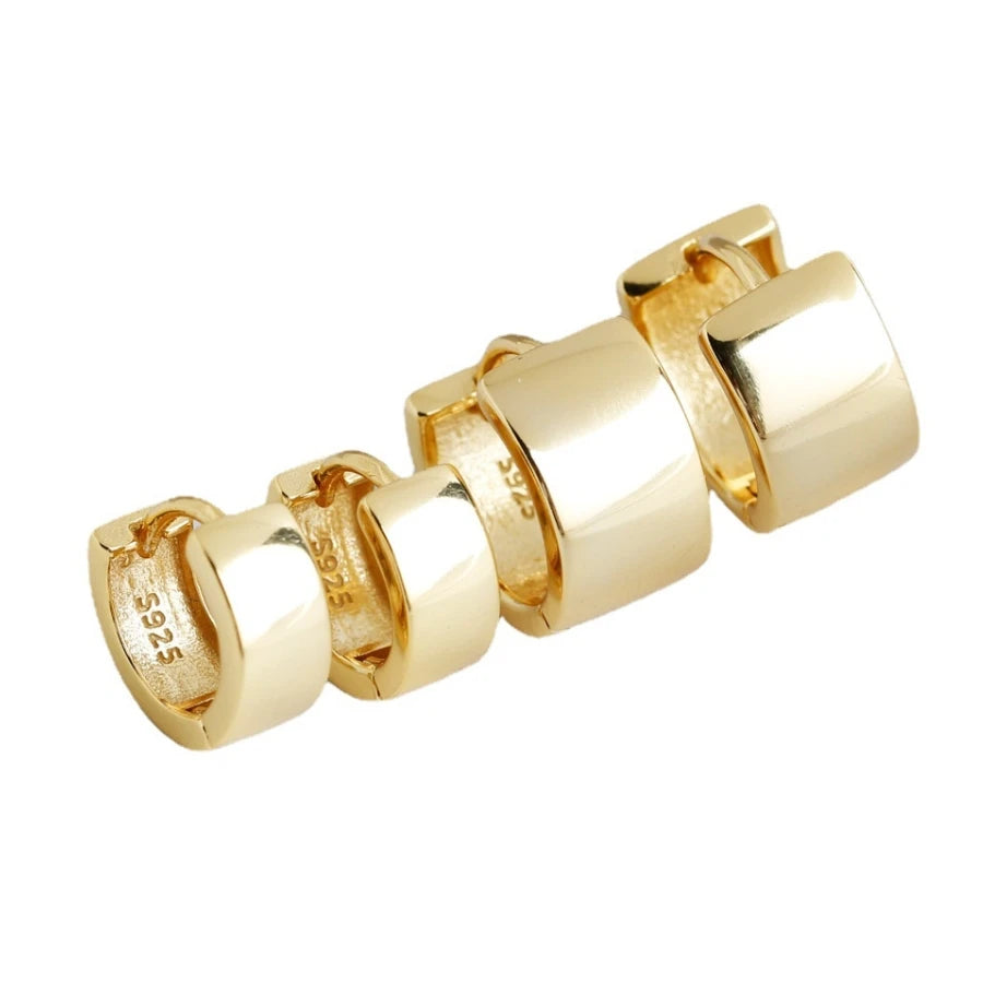 Wholesale Wide Plain 925 Silver Hoop Earrings for Women Gold Plated Silver Earrings 925 Sterling Silver Jewelry