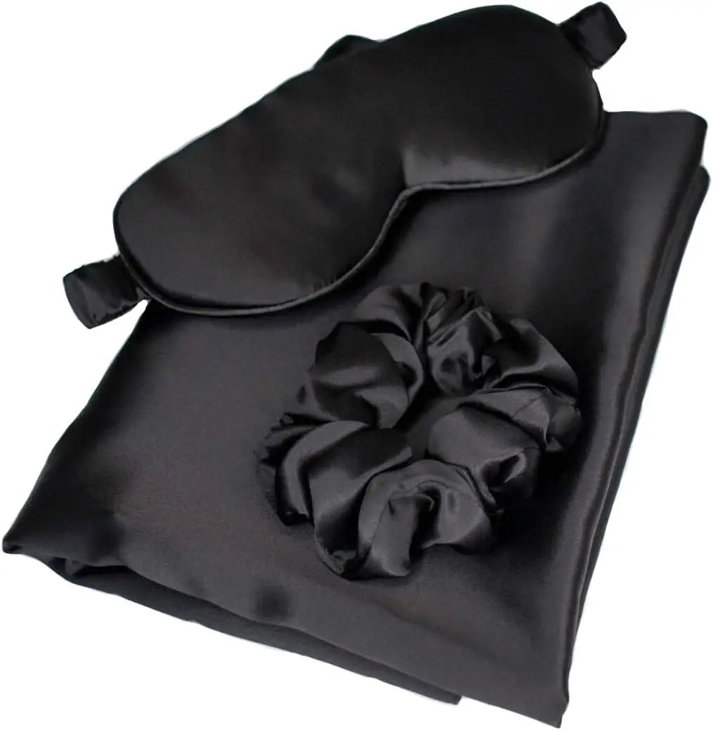 Wholesale 100% Mulberry Silk Sleep Eyemask Set Solid Pattern Pillowcase Set