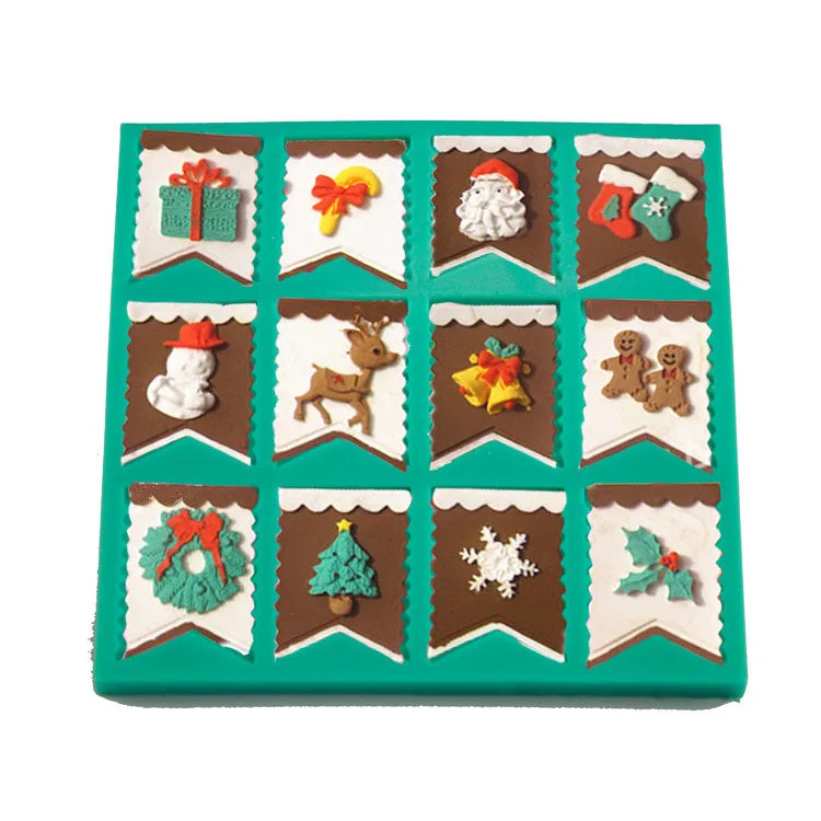 YS Merry Christmas Decoration Patisserie Reposteria Silicone Cake Mold Fondant Cupcake Tool Cupcake Pastry Kitchen Accessories