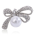 Wholesale Jewelry Accessories Alloy Pearl Hijab Pins Rhinestone Bow Brooches for Wedding Party & Gifts for Women & Children