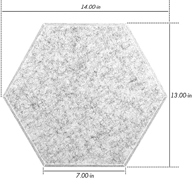White Hexagon Polyester Acoustic Panels Beveled Edge 6 Pack Wall Tiles Soundproof Art Decor for Hotels & Schools