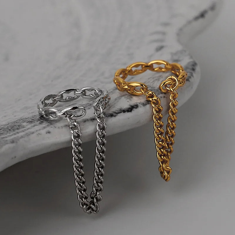BASQUESUN Factory  Korean Version Simple S925 Pure Silver Handmade Chain for Women Without Ear Holes Ins Cool Wind Ear Clip