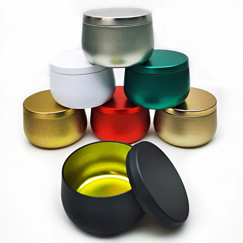 Wholesale Empty Round Aluminum 8 oz Fragrance Candle Jar with Metal Lids Custom Logo Home Decoration Candlestick Holder