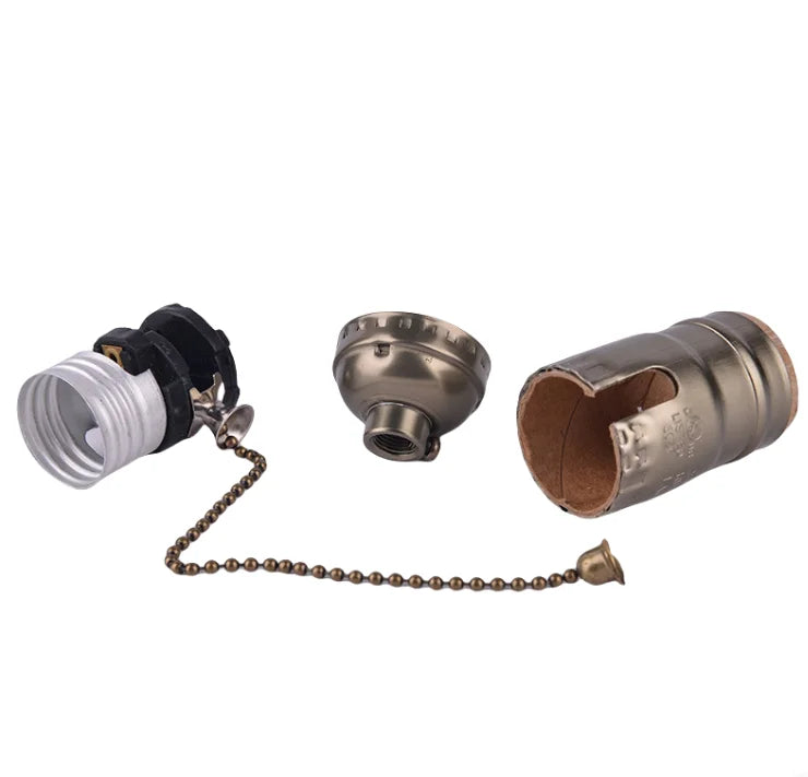 Vintage E26 Lamp Holder with String Aluminium Zipper Lamp Socket in Screw Style Retro Vintage Look