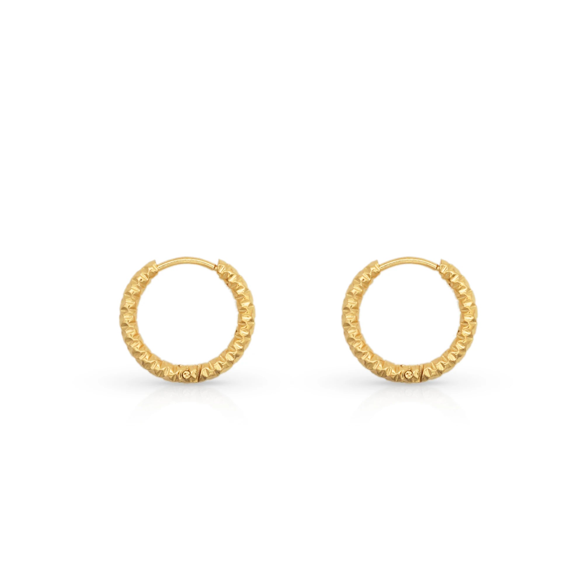 Chris April Fashion 316L Stainless Steel Minimalist Hand-crafted Texture Circle Huggie Hoop Earrings