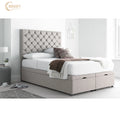 Chesterfield Tufted Design Hotel Bedroom Furniture Fabric Headboard Double Queen king Size Bed Frame