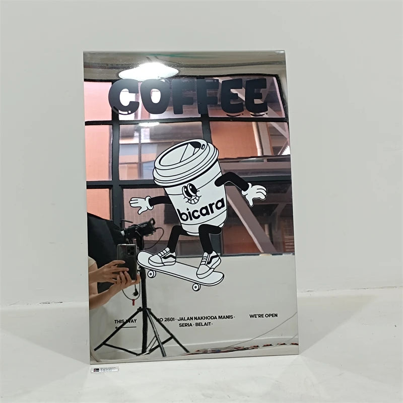 Advertising Poster Board Custom Sidewalk Sign Mirror Outdoor Stand Shop Door a Frame Sign Board