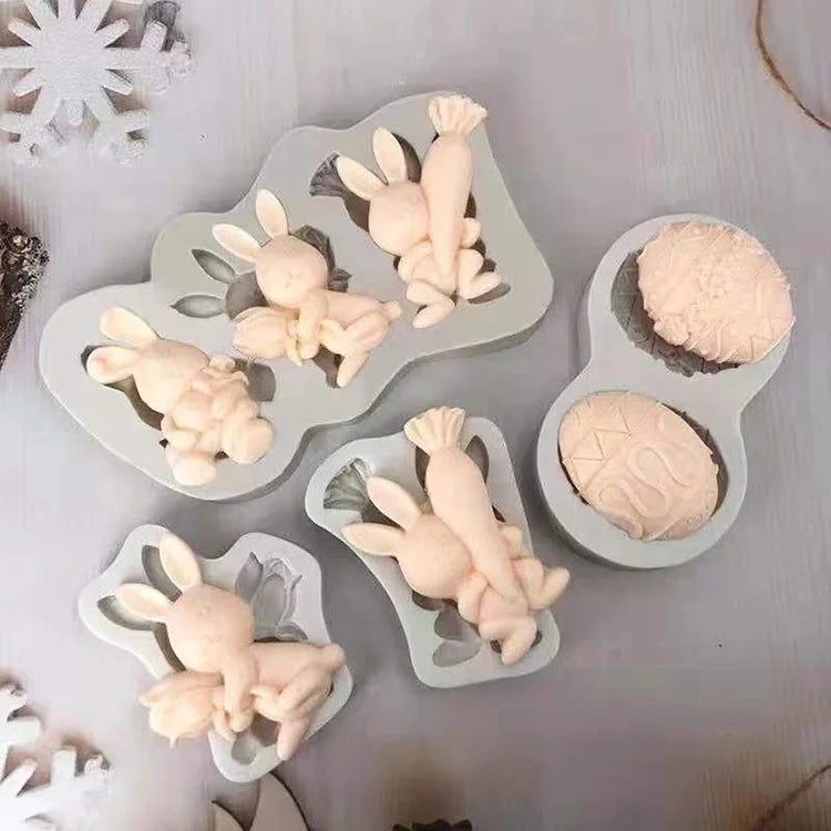 DIY Cartoon Cute Easter Egg Bunny Silicone Mold Fondant Chocolate Cake Molds