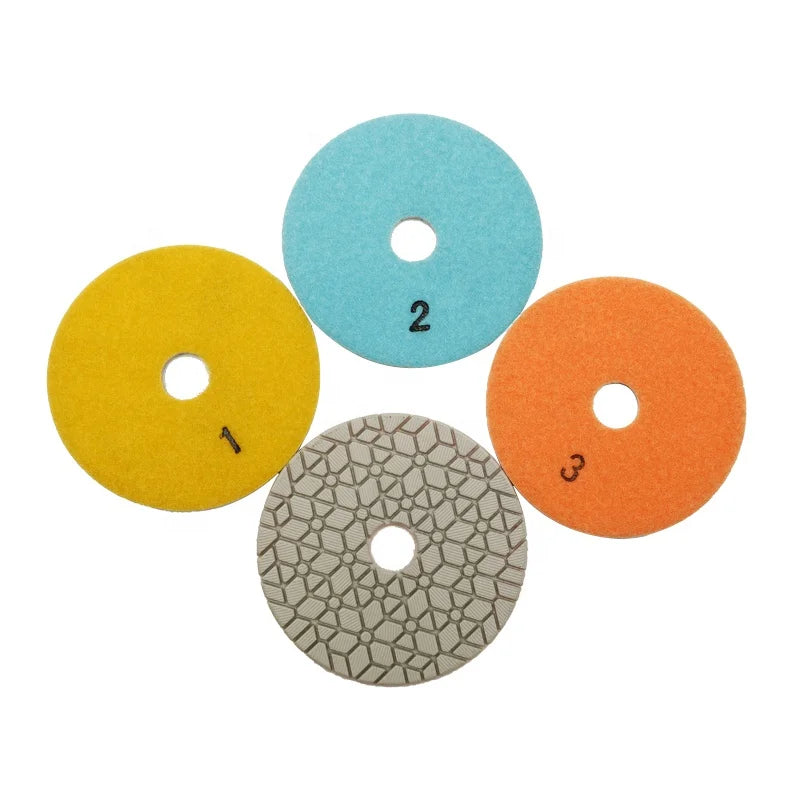 TRUE SHINE 4 Inch Wet or Dry Diamond Marble Granite Polishing Pads