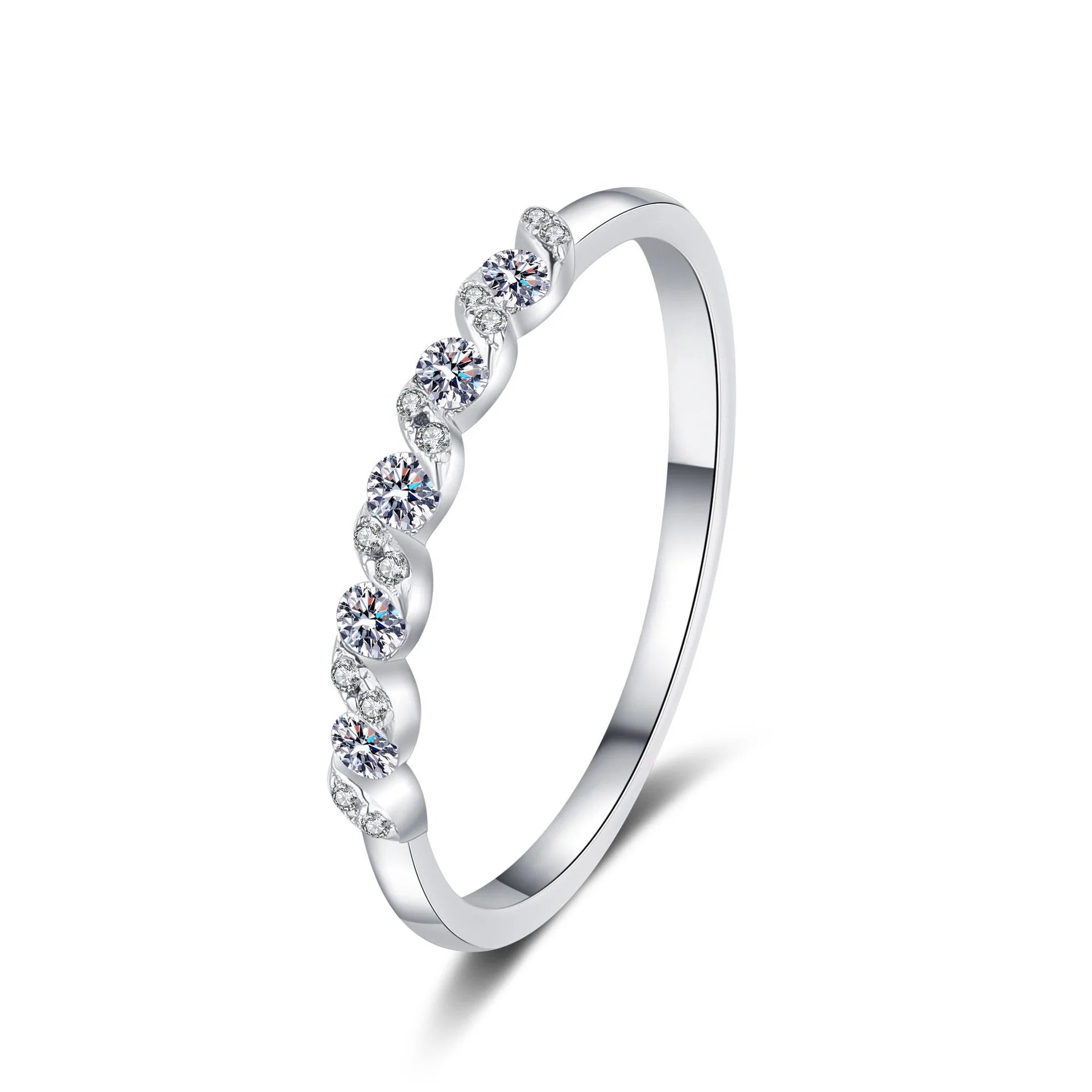 Fashion Jewelry 2023 Water Wave Design GRA Moissanite Jewelry 925 Sterling Silver Rings Jewelry Women