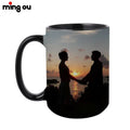 Personalized Promotional Business Gift 15oz Black Inner and Handle Ceramic Mug with Sublimation Printing Modern Design