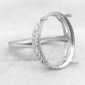 Sterling Silver 13*18mm Semi Mount Ring Empty Frame Blank Support Claws Setting S925 Base Holder Without Center Stone for Inlay
