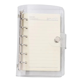 Custom JMZ Brand School Office A6 6 Ring Clip File Binder Cover Soft PVC Weekly Diary Planner Snap Button Transparent Filing