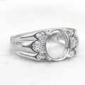 Sterling Silver 9*10mm Semi Mount Men's Ring Frame Empty Blank Claw Setting S925 Base Holder Without Center Stone for DIY Inlay