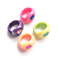 Wholesale Korean Style Chunky Design Candy Color Resin Acrylic Plastic Crystal Gem Charm Finger Rings Jewelry Ring
