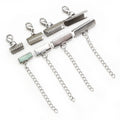10pcs Stainless Steel Ribbon Leather Cord End Fastener Clasps With Chains Lobster Clasps Connectors for Bracelet Diy Making