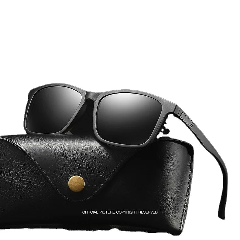 Classic Designer Black Square Large Frame Polarized Sunglasses for Men Women UV400 Optical Lenses PC Material for Driving Sports