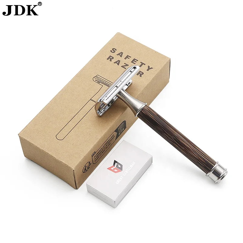 JDK Bamboo Twin Blade Razor with Stainless Steel Blades for Men's Face & Underarm Shaving