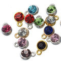 100Pcs Colorful Birthstones Charms Round Rhinestones Charms Stainless Steel Charms for DIY Bracelet Necklace Women's Jewelry