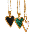 JINYOU 1807 Cast Stainless Steel Heart Pendant Necklace Trendy 18K Gold Green Acrylic White Shell Drop Fashion Charm Jewelry MegaBDM