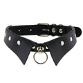 New Punk Goth Faux Lapel Shirt Collar PU Leather Pendants Round Choker Necklace
